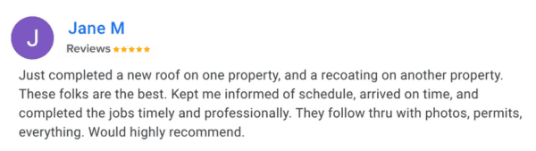 whiting roofing google review